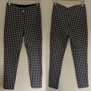 Zara black and white checkered plaid cropped pants women's Large